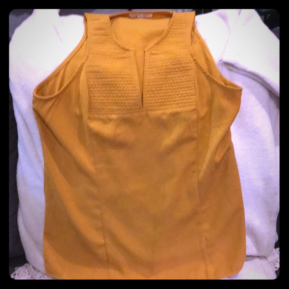 Cute spring mustard yellow stitched tank top